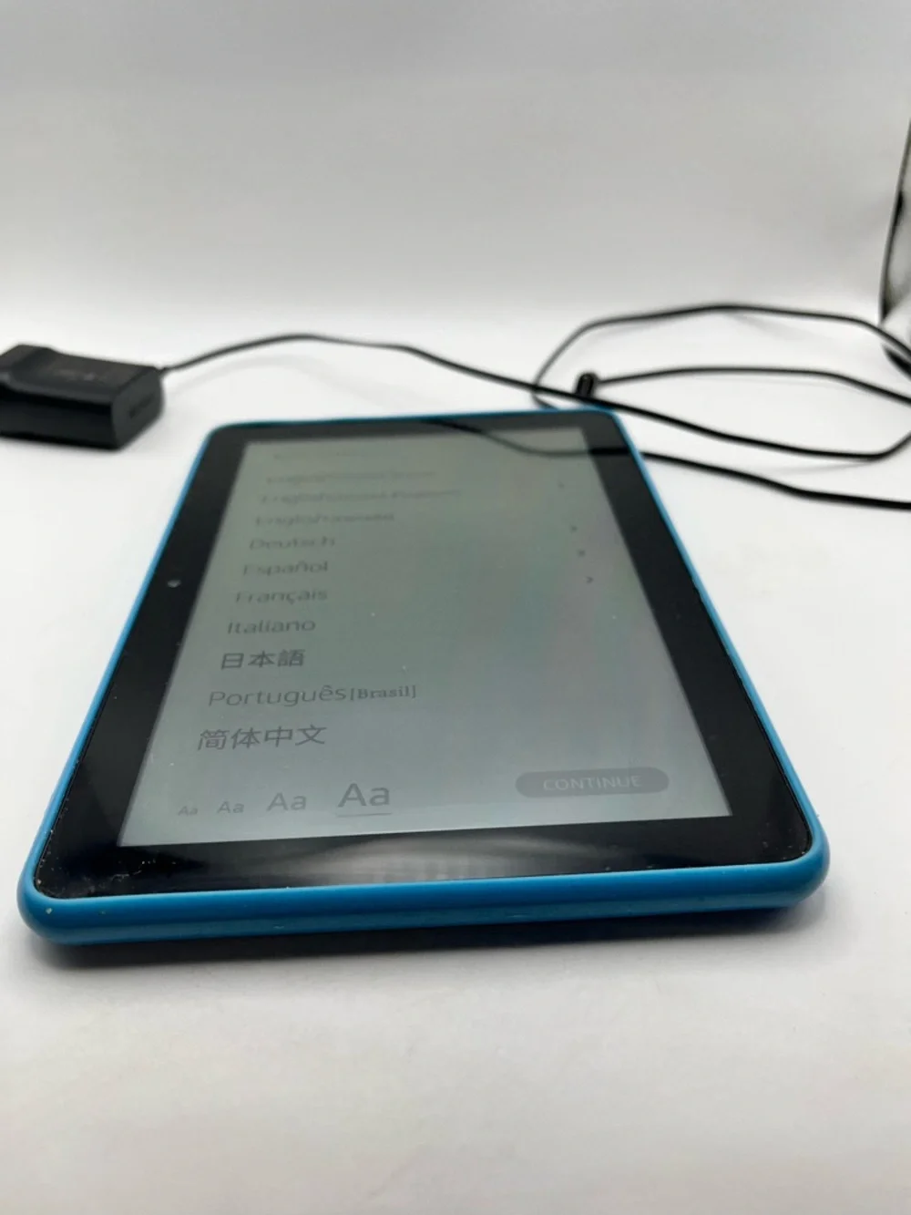 Blue Amazon Fire Tablet with Protective Case - Amazon